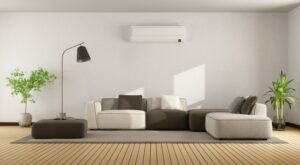 ductless-air-handler-mounted-on-wall-in-modern-home